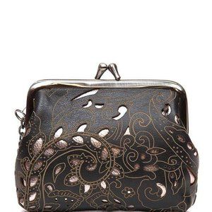 Patricia Nash Women's Black Laser Lace Collection Borse Coin Purse NWT